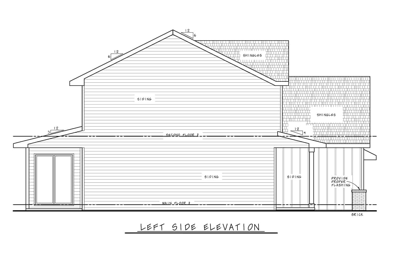 Home Plan Left Elevation of this 4-Bedroom,2077 Sq Ft Plan -120-2717