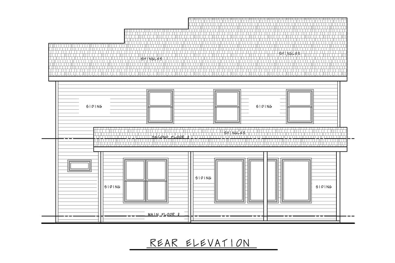 Home Plan Rear Elevation of this 4-Bedroom,2077 Sq Ft Plan -120-2717