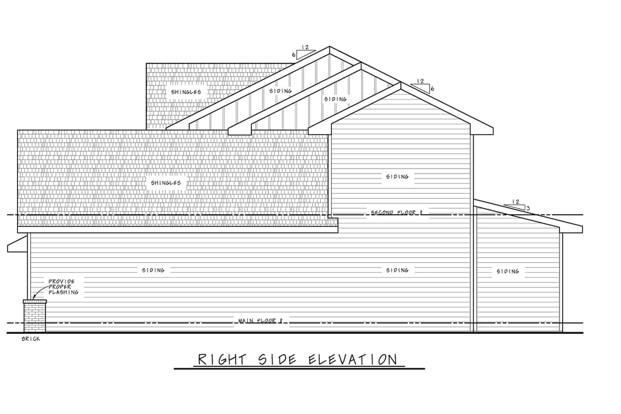 Home Plan Right Elevation of this 4-Bedroom,2077 Sq Ft Plan -120-2717