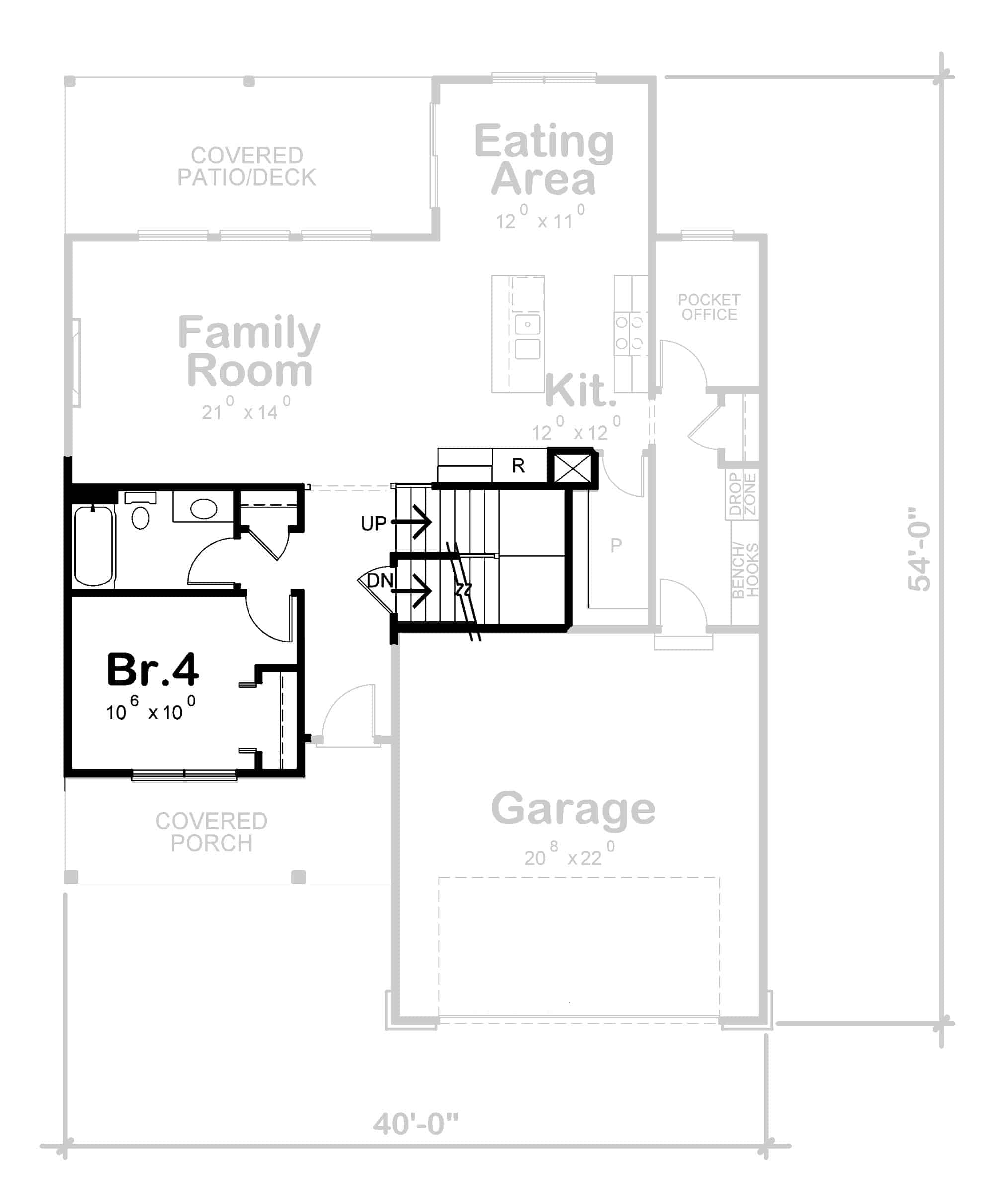 Main Level of Contemporary Plan #120-2717