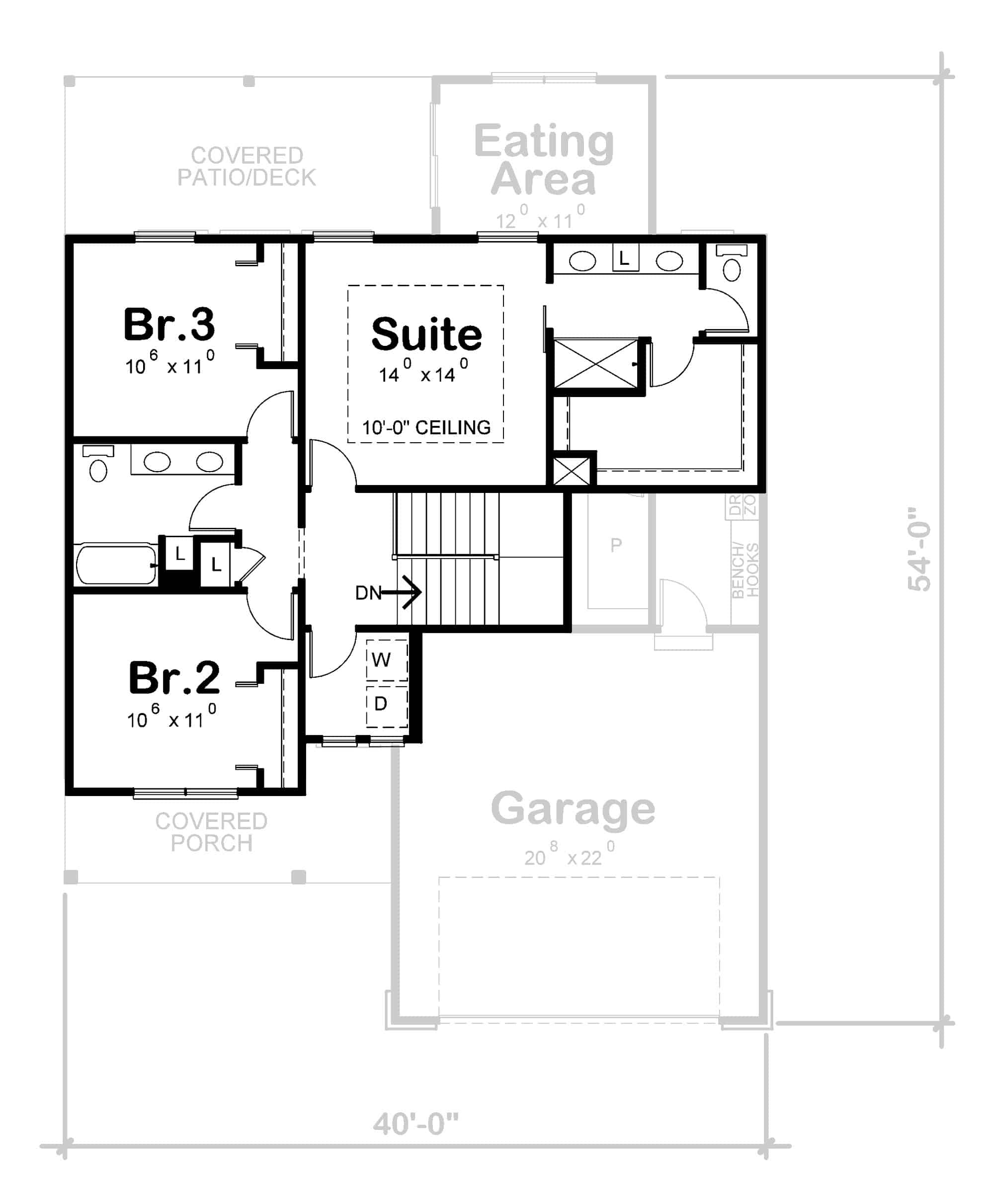 Upper Level of Contemporary Plan #120-2717