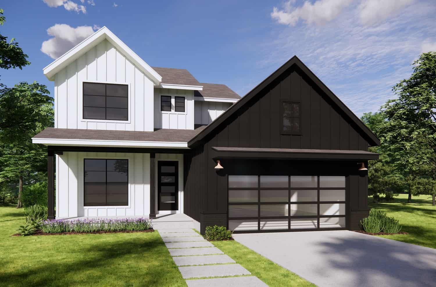 Front elevation of Contemporary home (ThePlanCollection: House Plan #120-2717)