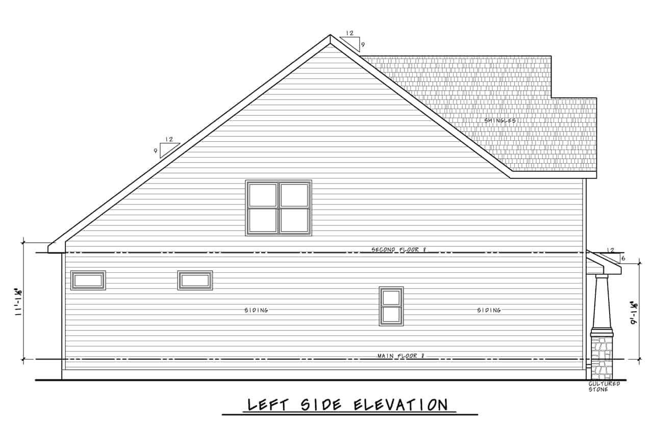 Home Plan Left Elevation of this 4-Bedroom,2007 Sq Ft Plan -120-2718