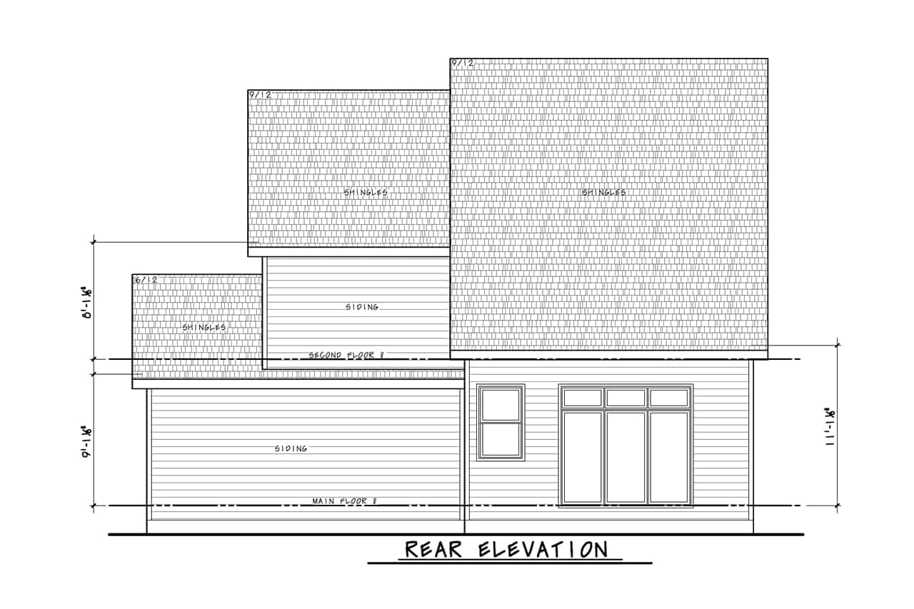Home Plan Rear Elevation of this 4-Bedroom,2007 Sq Ft Plan -120-2718