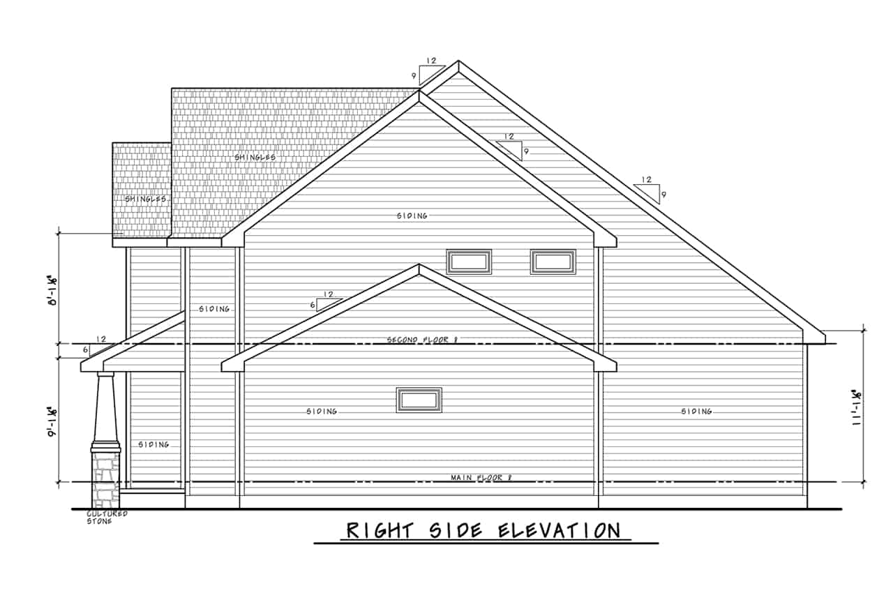 Home Plan Right Elevation of this 4-Bedroom,2007 Sq Ft Plan -120-2718