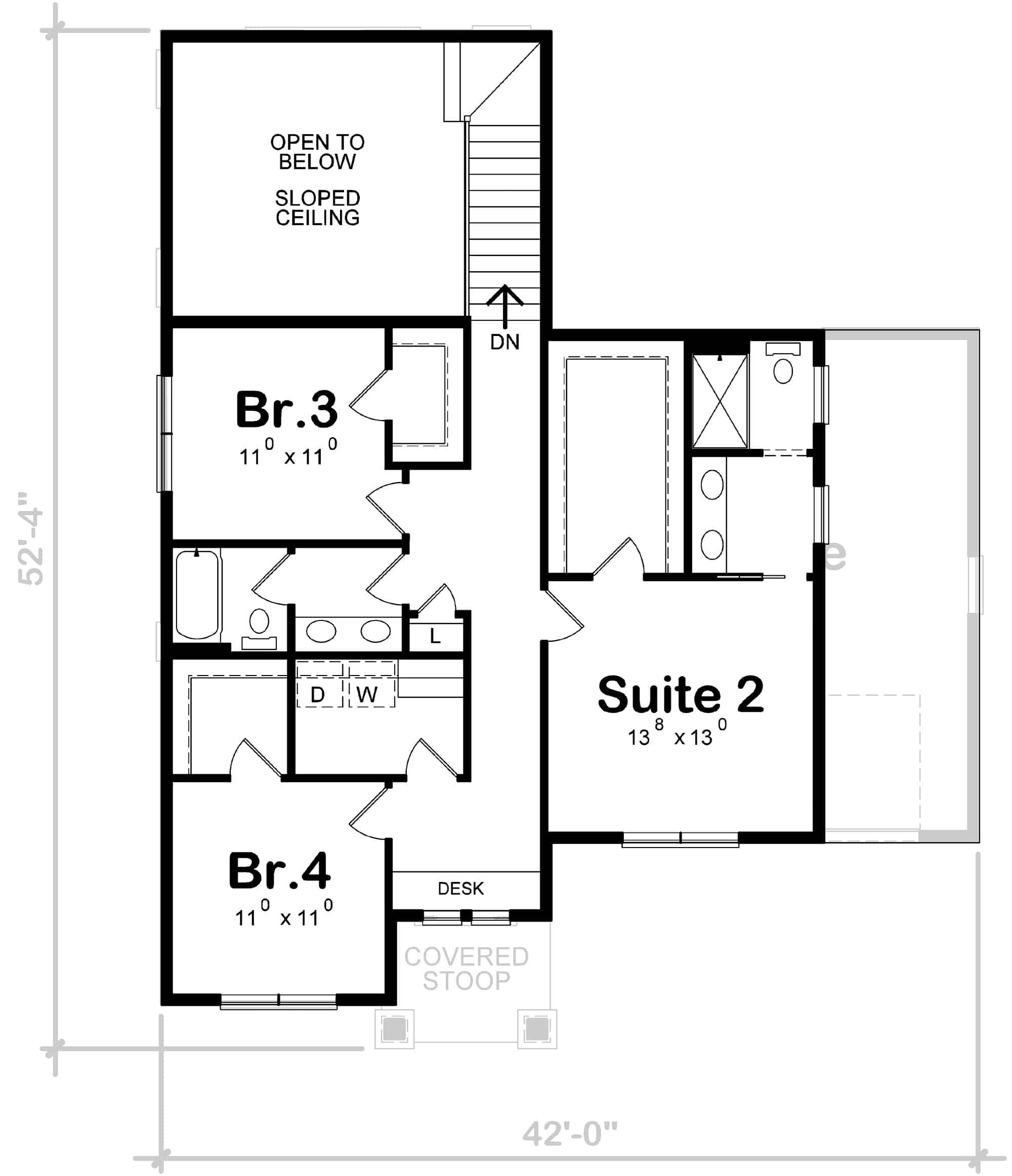 Upper Level of Traditional Plan #120-2718