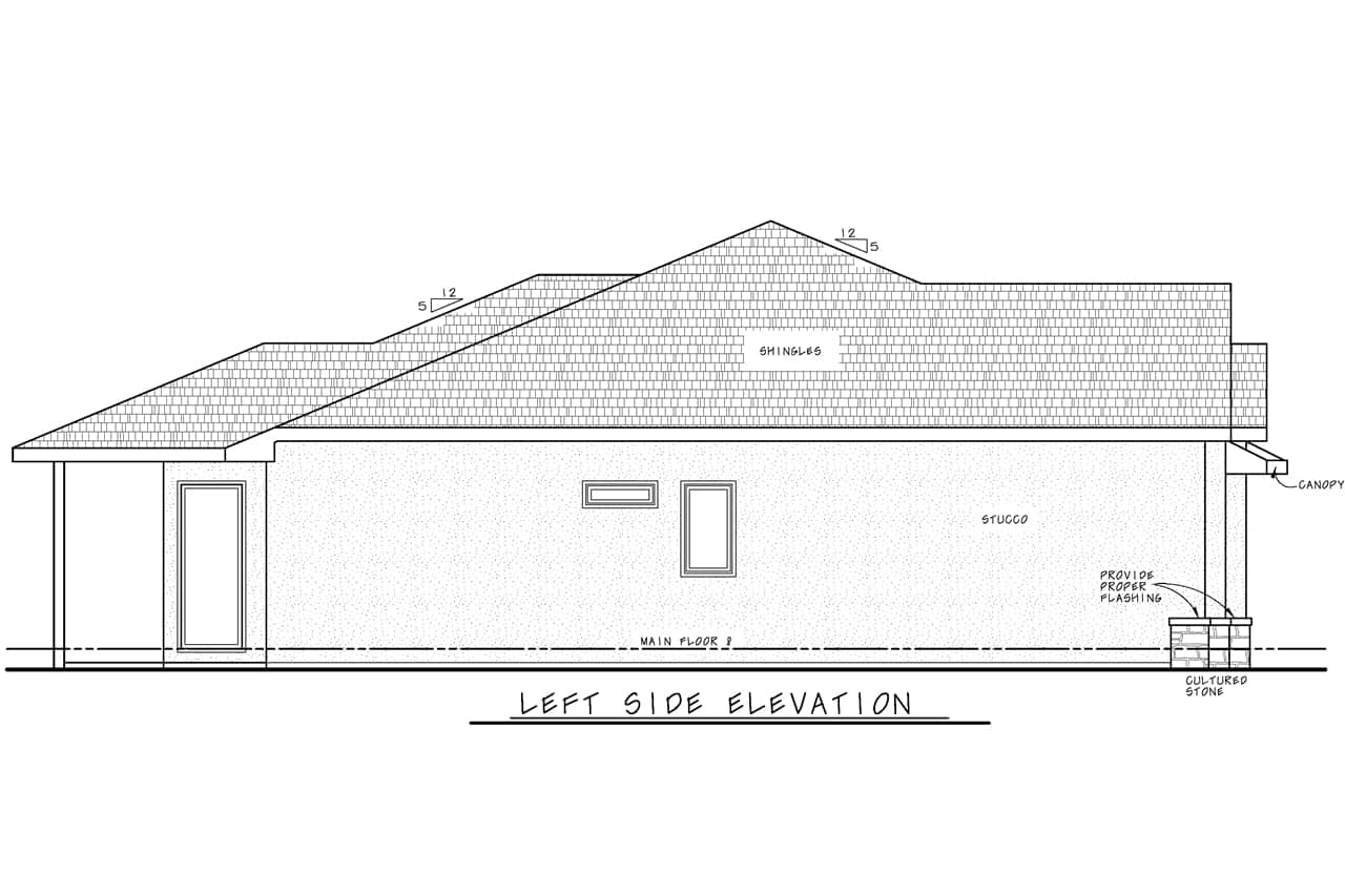 Home Plan Left Elevation of this 3-Bedroom,1946 Sq Ft Plan -120-2719