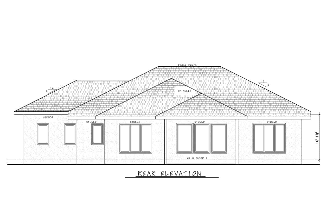 Home Plan Rear Elevation of this 3-Bedroom,1946 Sq Ft Plan -120-2719