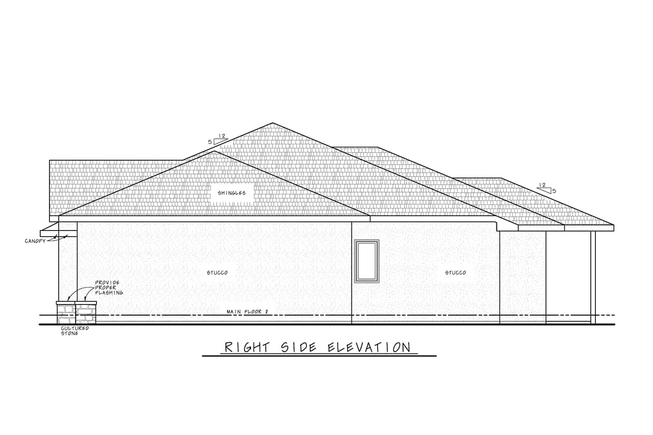 Home Plan Right Elevation of this 3-Bedroom,1946 Sq Ft Plan -120-2719