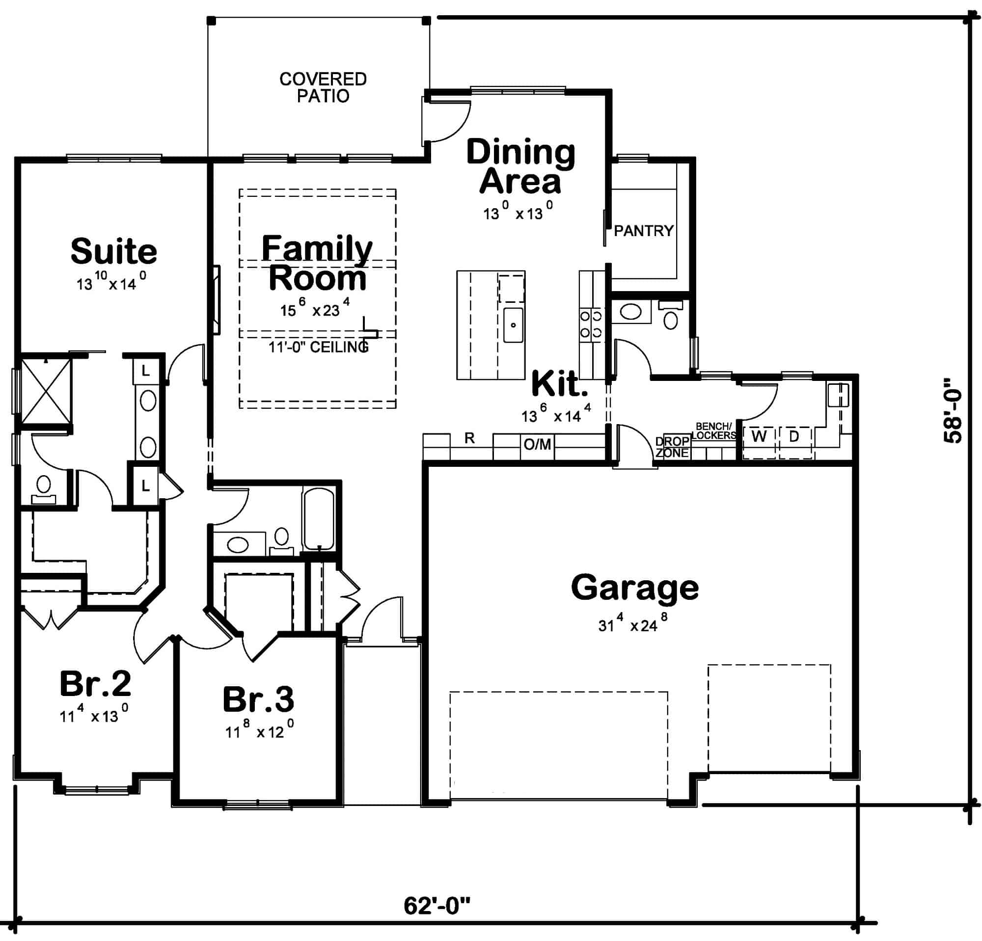 Main Level of Ranch Plan #120-2719