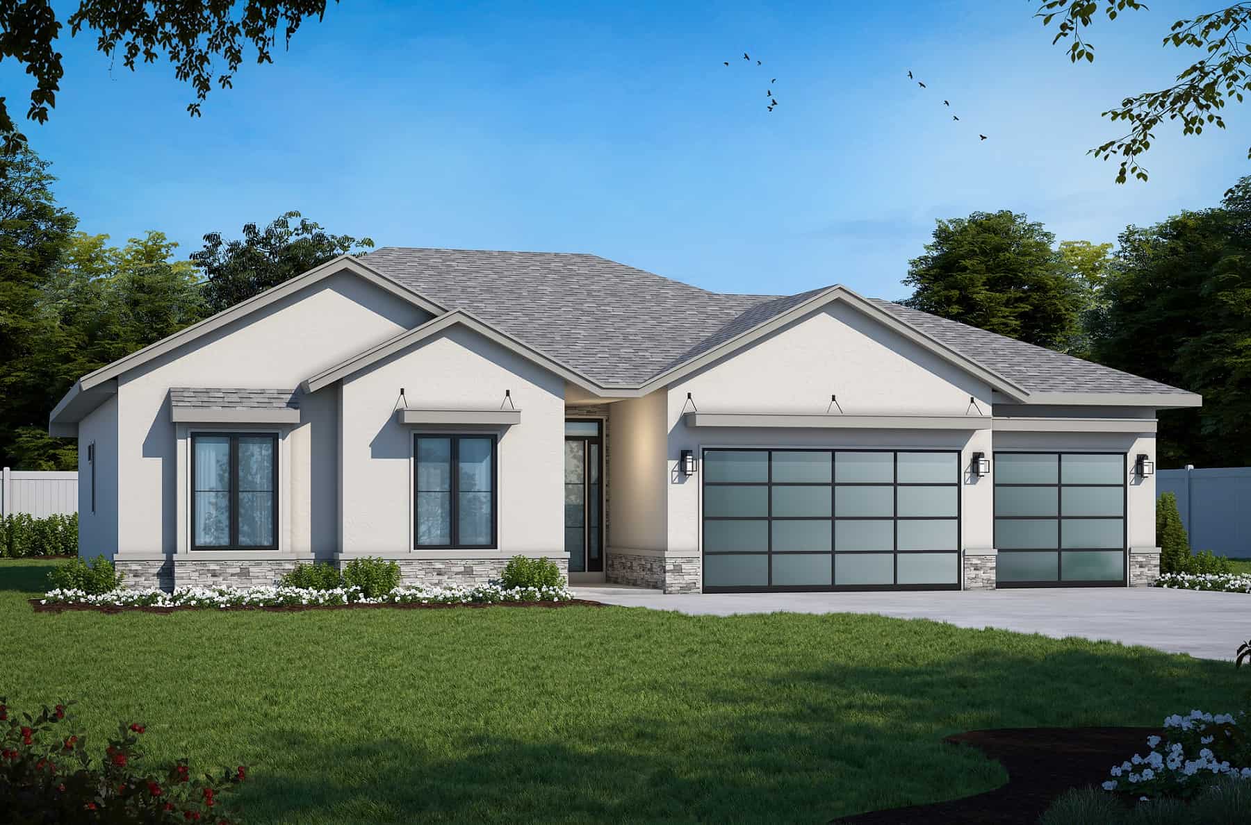 Front elevation of Ranch home (ThePlanCollection: House Plan #120-2719)