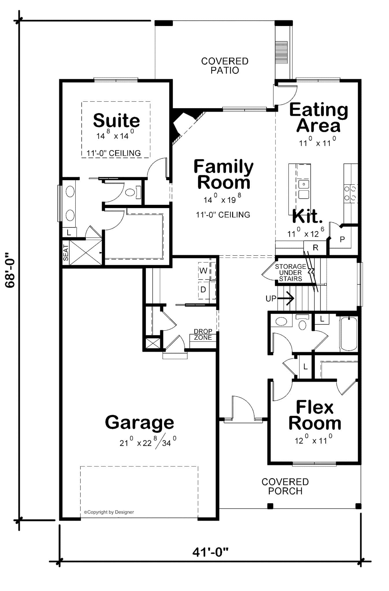 Main Level of Farmhouse Plan #120-2720