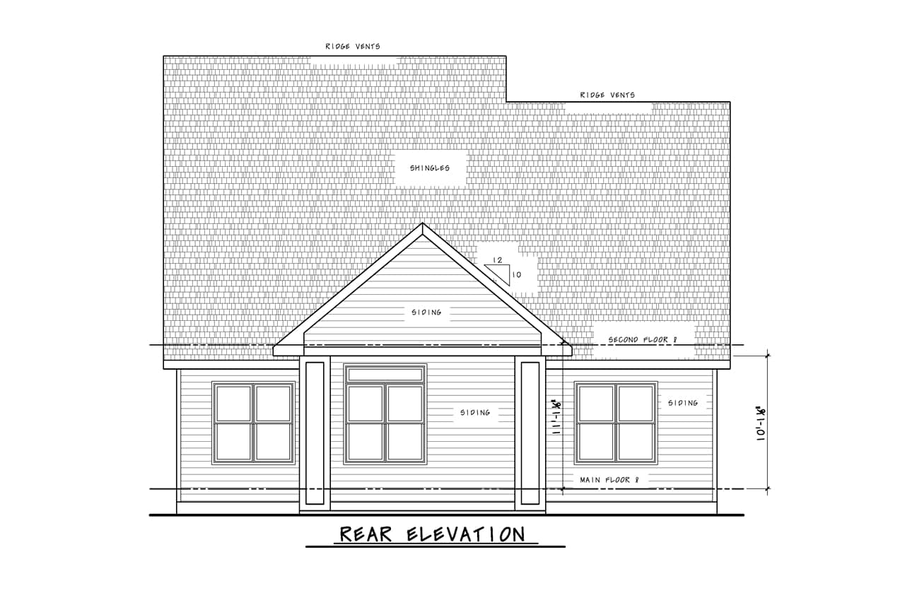 Home Plan Rear Elevation of this 4-Bedroom,2437 Sq Ft Plan -120-2720