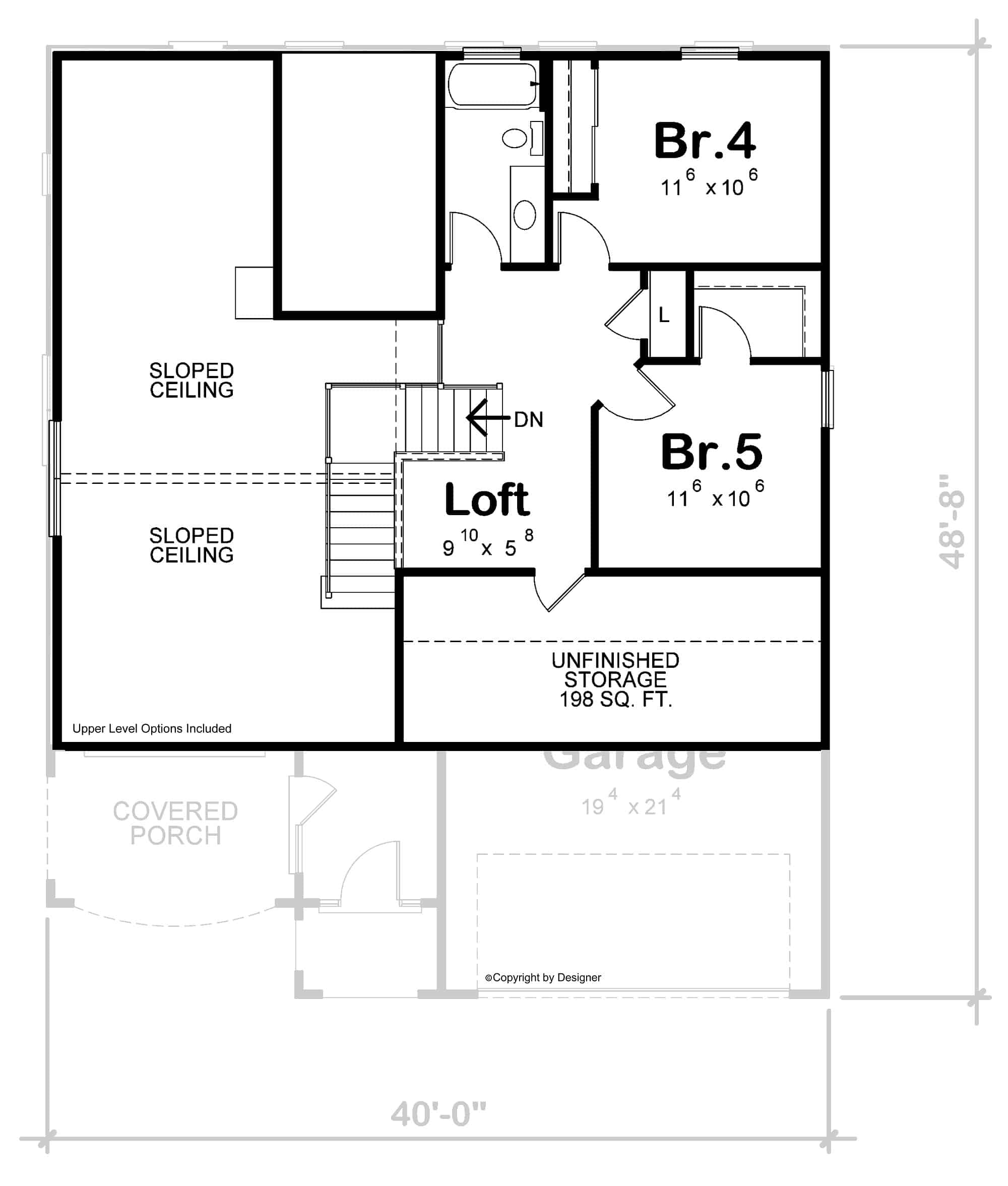 Upper Level of Contemporary Plan #120-2721