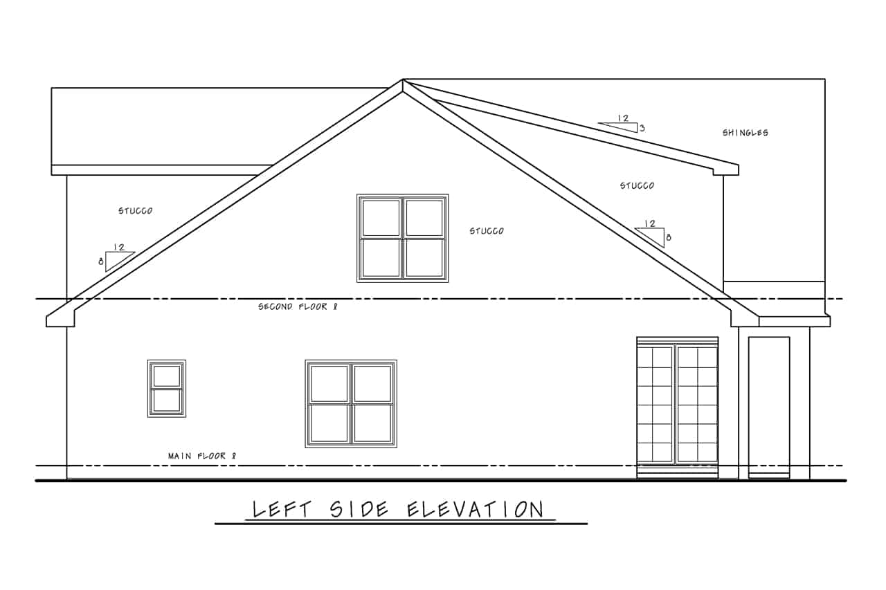 Home Plan Left Elevation of this 4-Bedroom,1872 Sq Ft Plan -120-2721