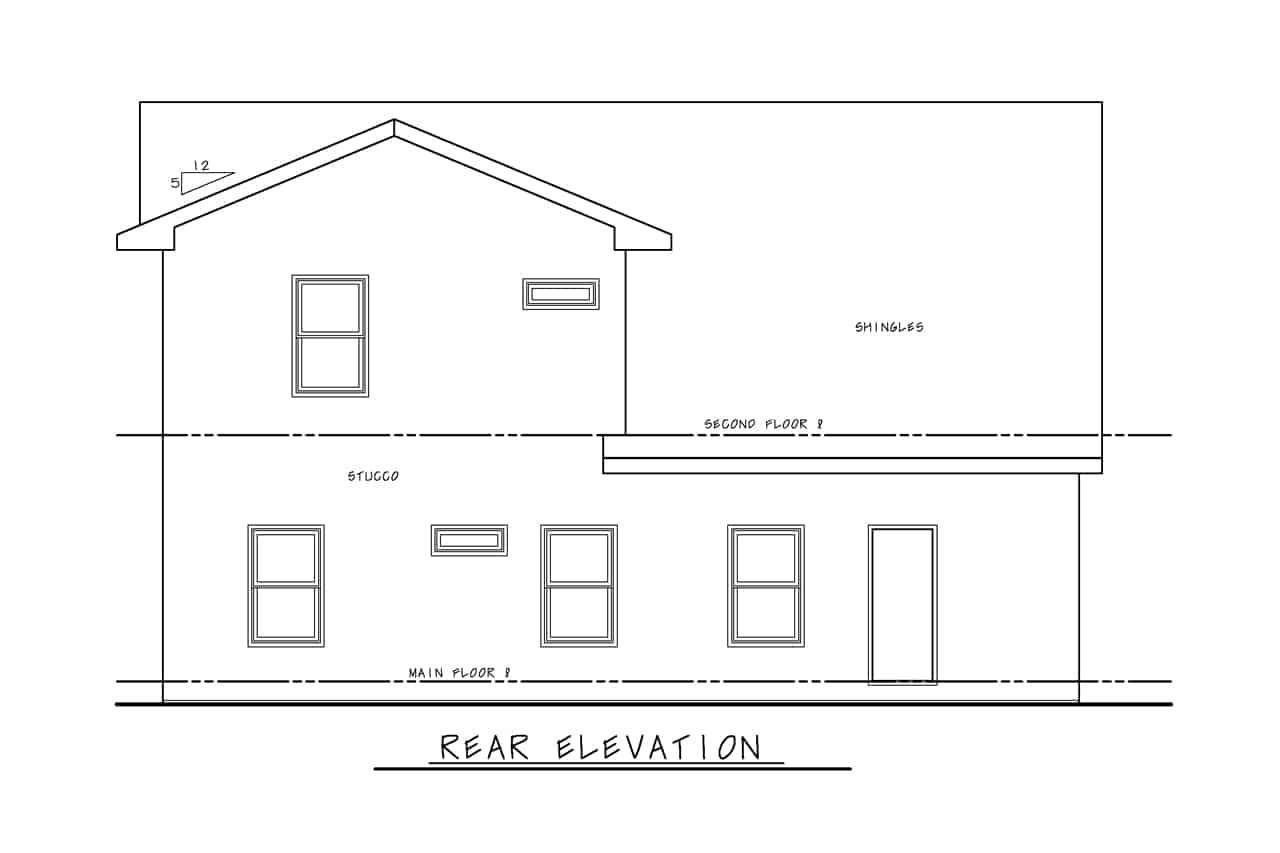 Home Plan Rear Elevation of this 4-Bedroom,1872 Sq Ft Plan -120-2721