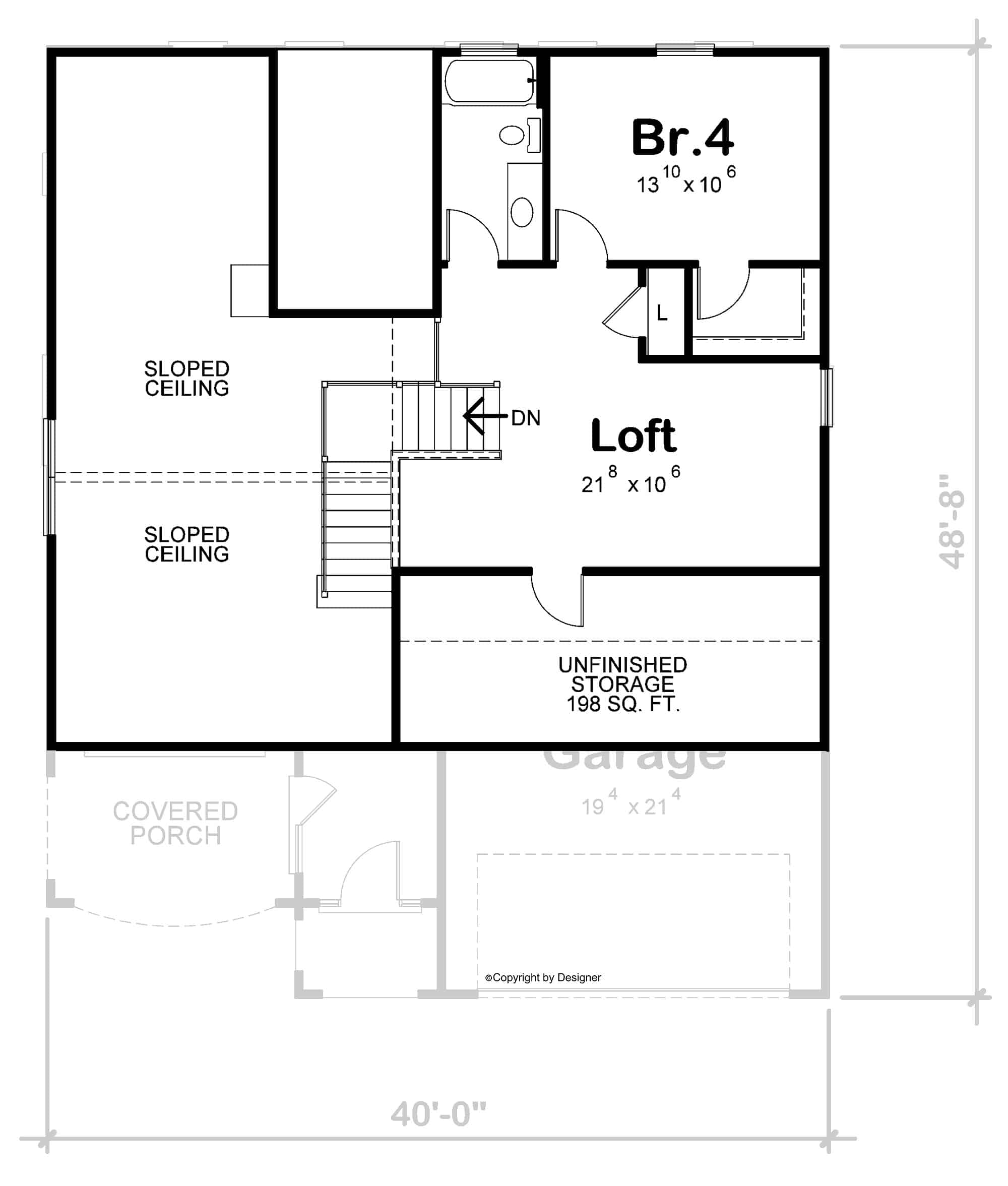 Upper Level of Contemporary Plan #120-2721