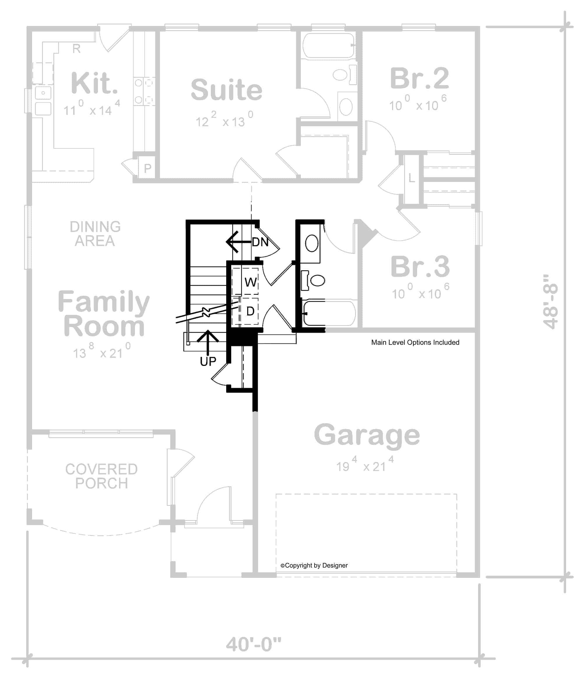 Main Level of Contemporary Plan #120-2721