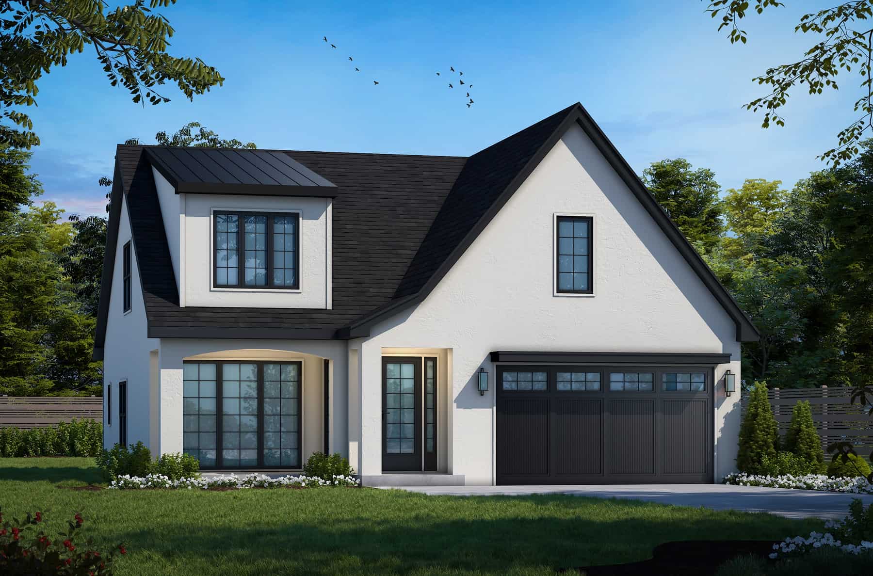 Front elevation of Contemporary home (ThePlanCollection: House Plan #120-2721)