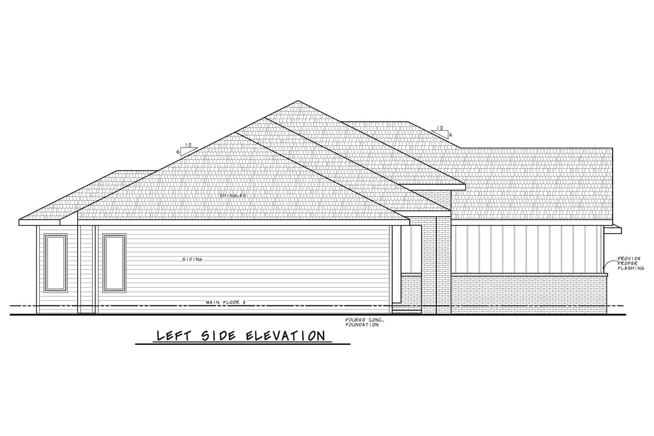 Home Plan Left Elevation of this 3-Bedroom,1979 Sq Ft Plan -120-2722