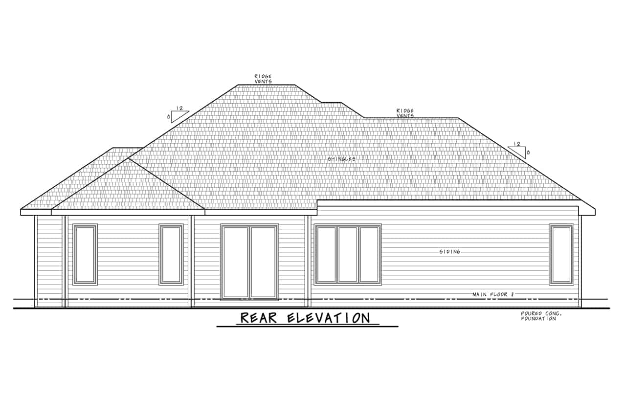 Home Plan Rear Elevation of this 3-Bedroom,1979 Sq Ft Plan -120-2722