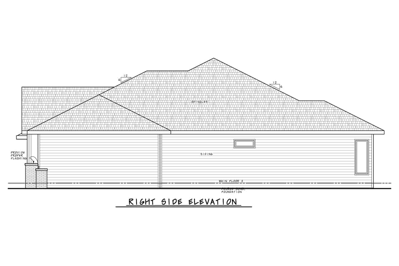Home Plan Right Elevation of this 3-Bedroom,1979 Sq Ft Plan -120-2722