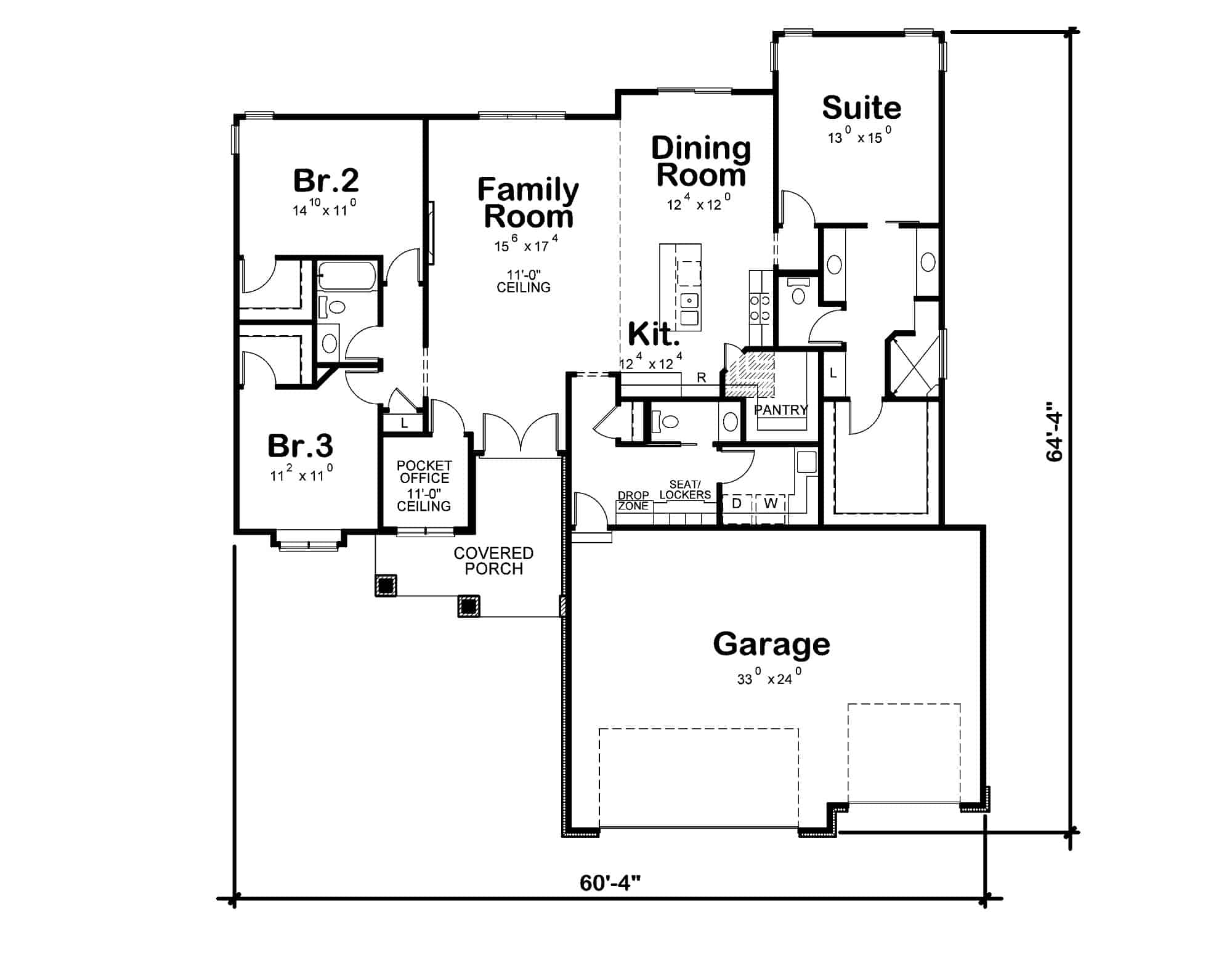 Main Level of Contemporary Plan #120-2722