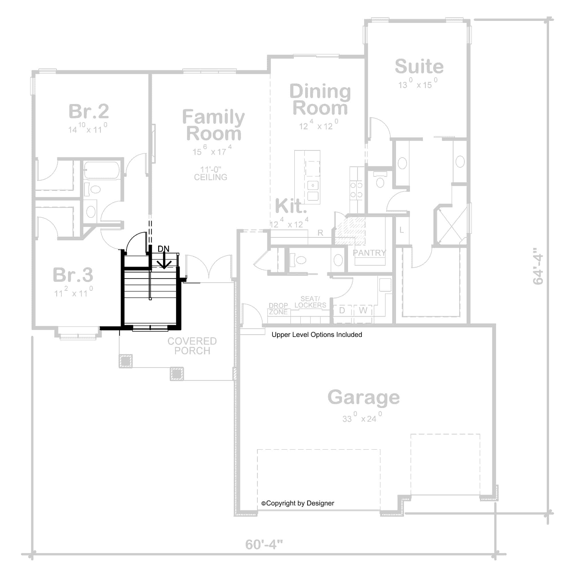 Main Level of Contemporary Plan #120-2722