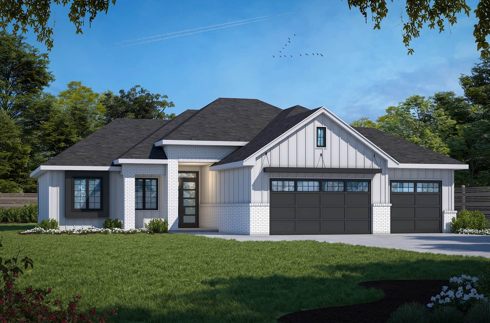 Front elevation of Transitional home (ThePlanCollection: House Plan #120-2722)