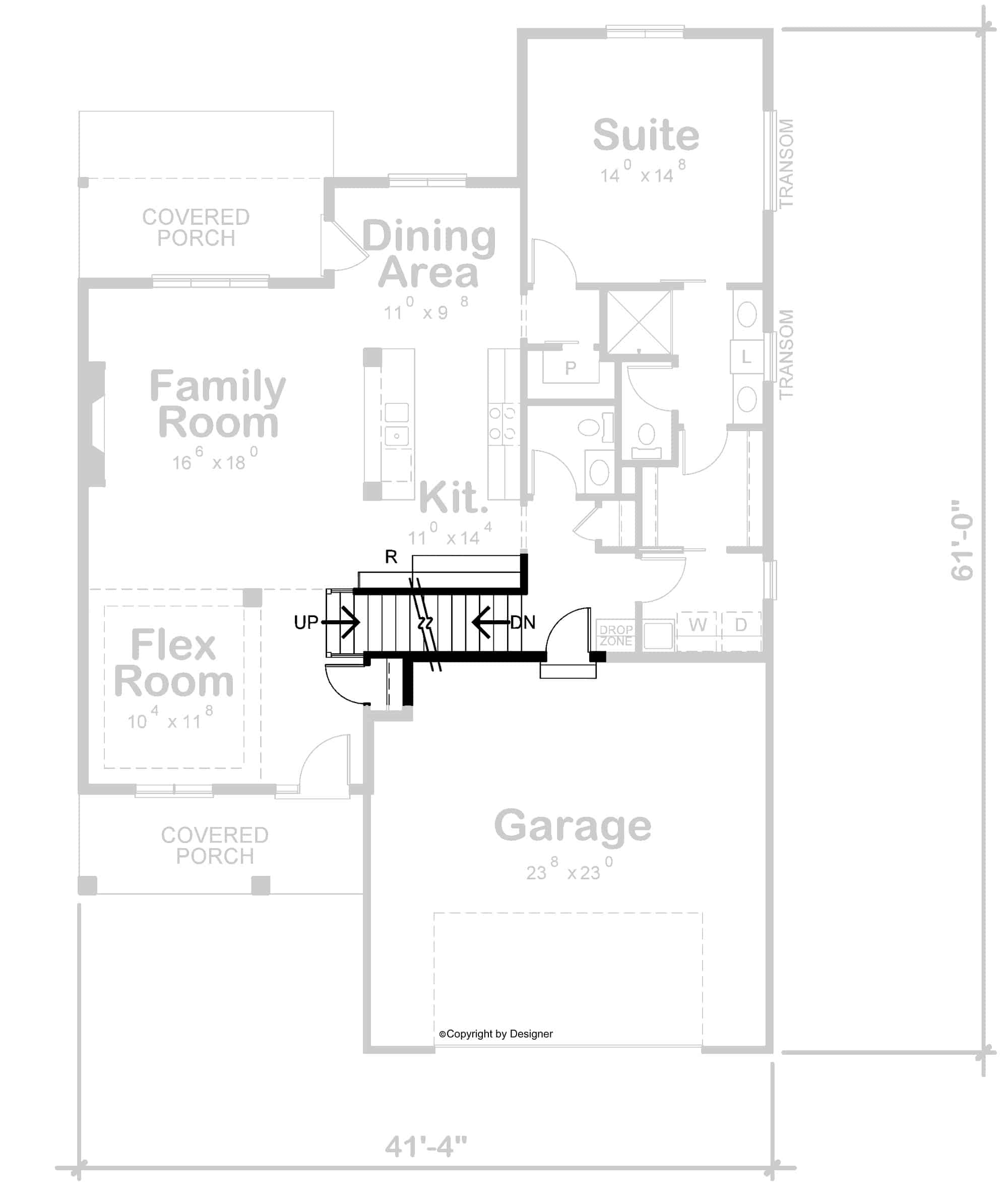 Main Level of Contemporary Plan #120-2723