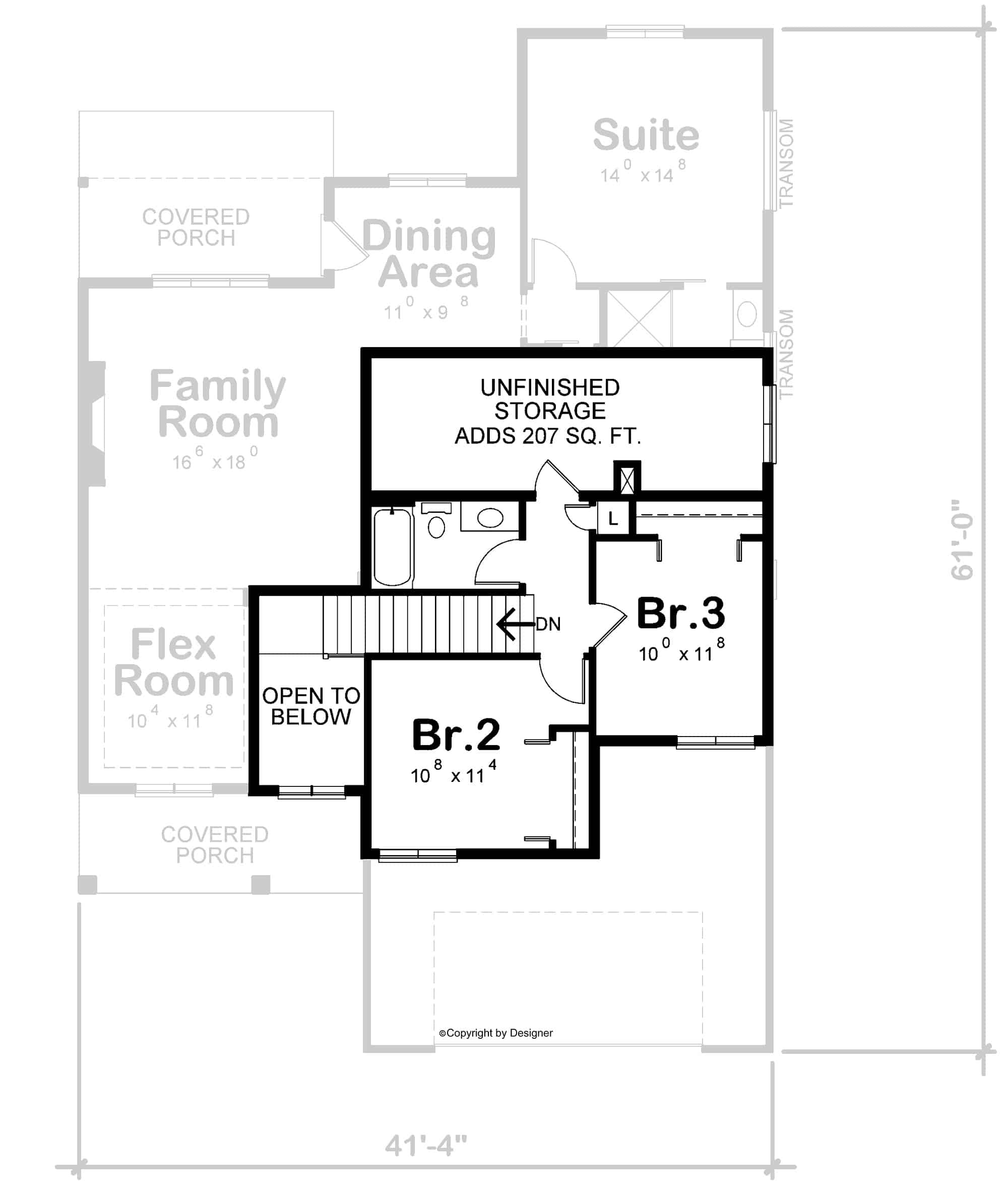 Upper Level of Contemporary Plan #120-2723