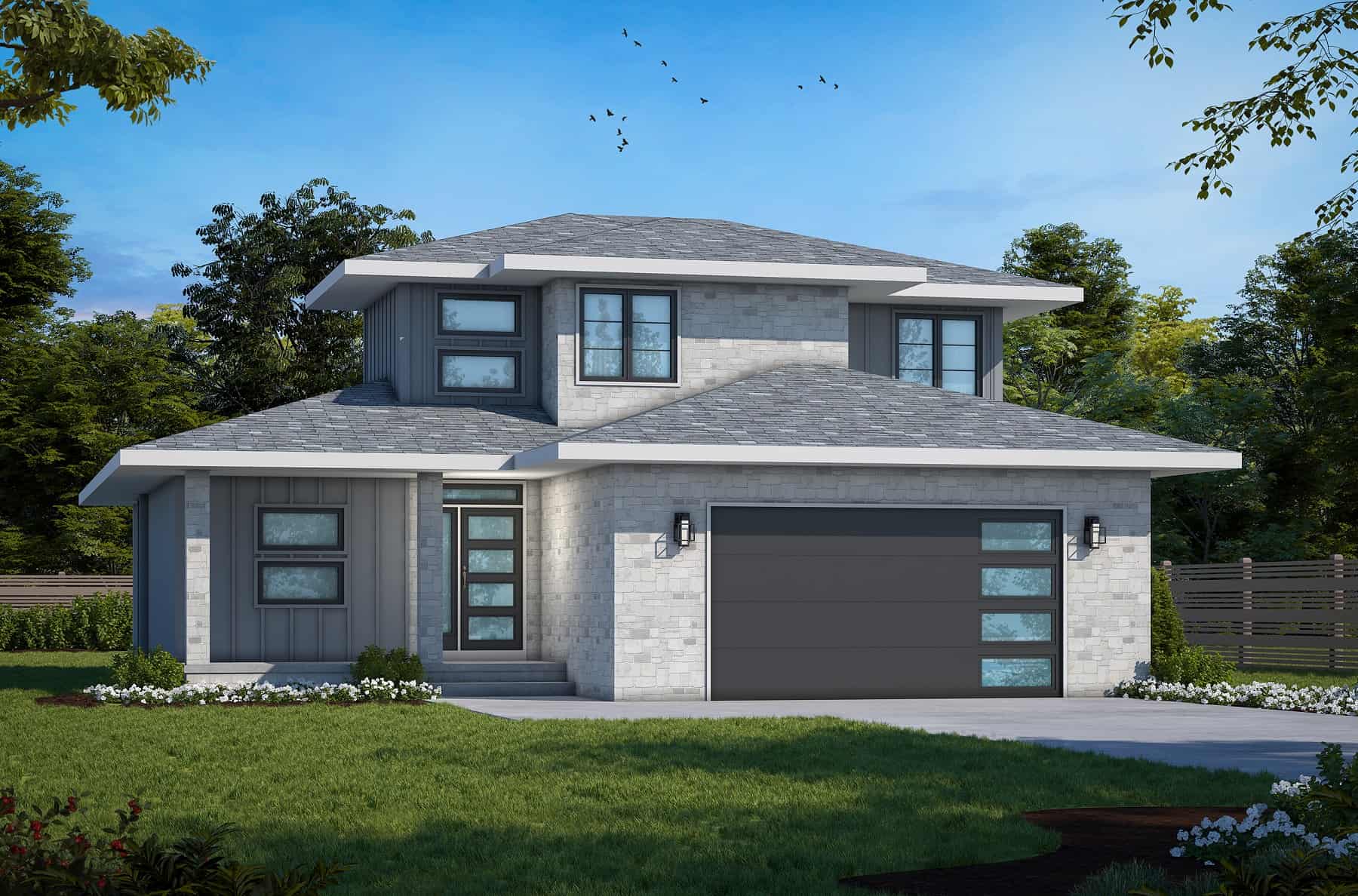 Front elevation of Contemporary home (ThePlanCollection: House Plan #120-2723)