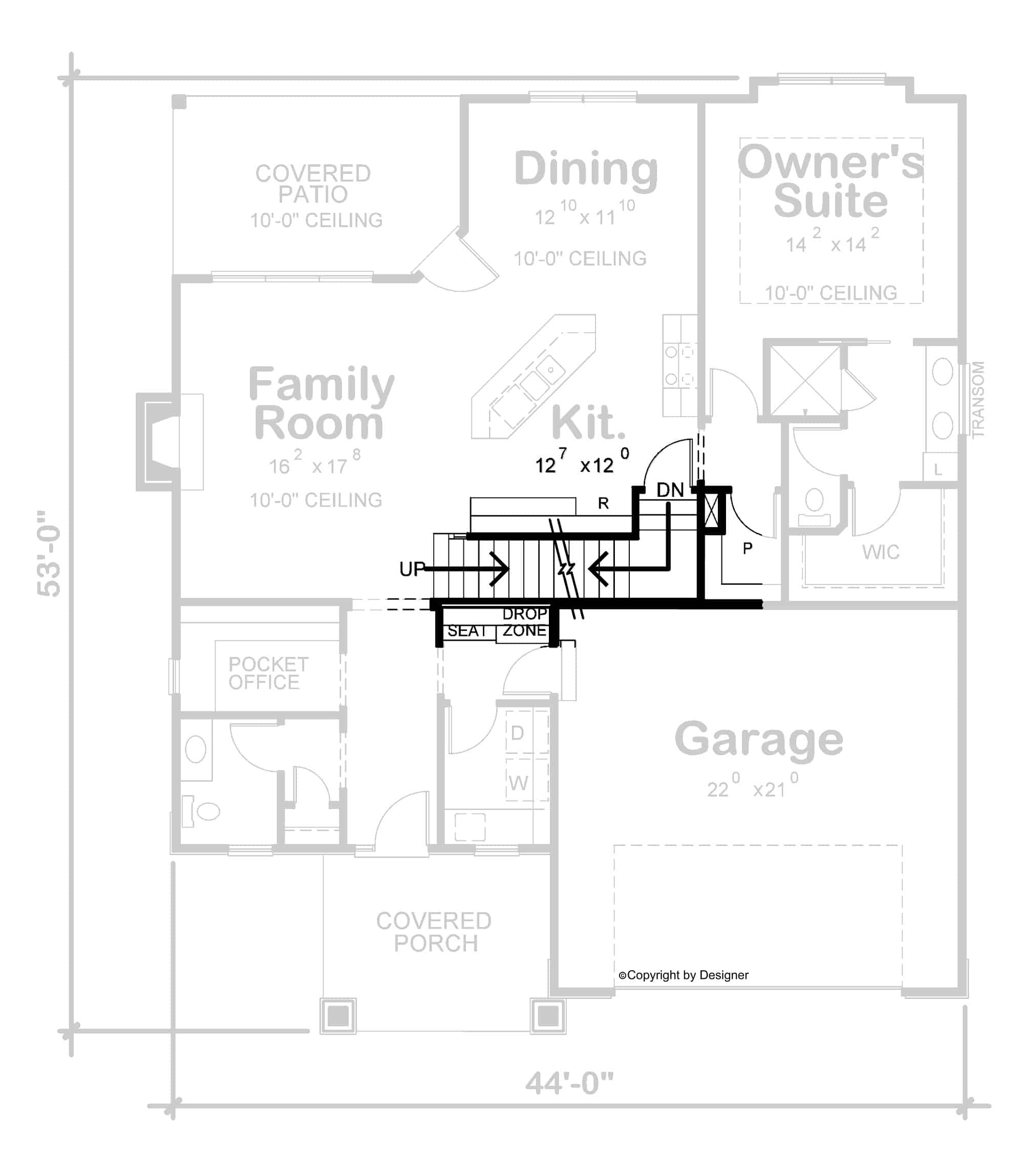 Main Level of Craftsman Plan #120-2724