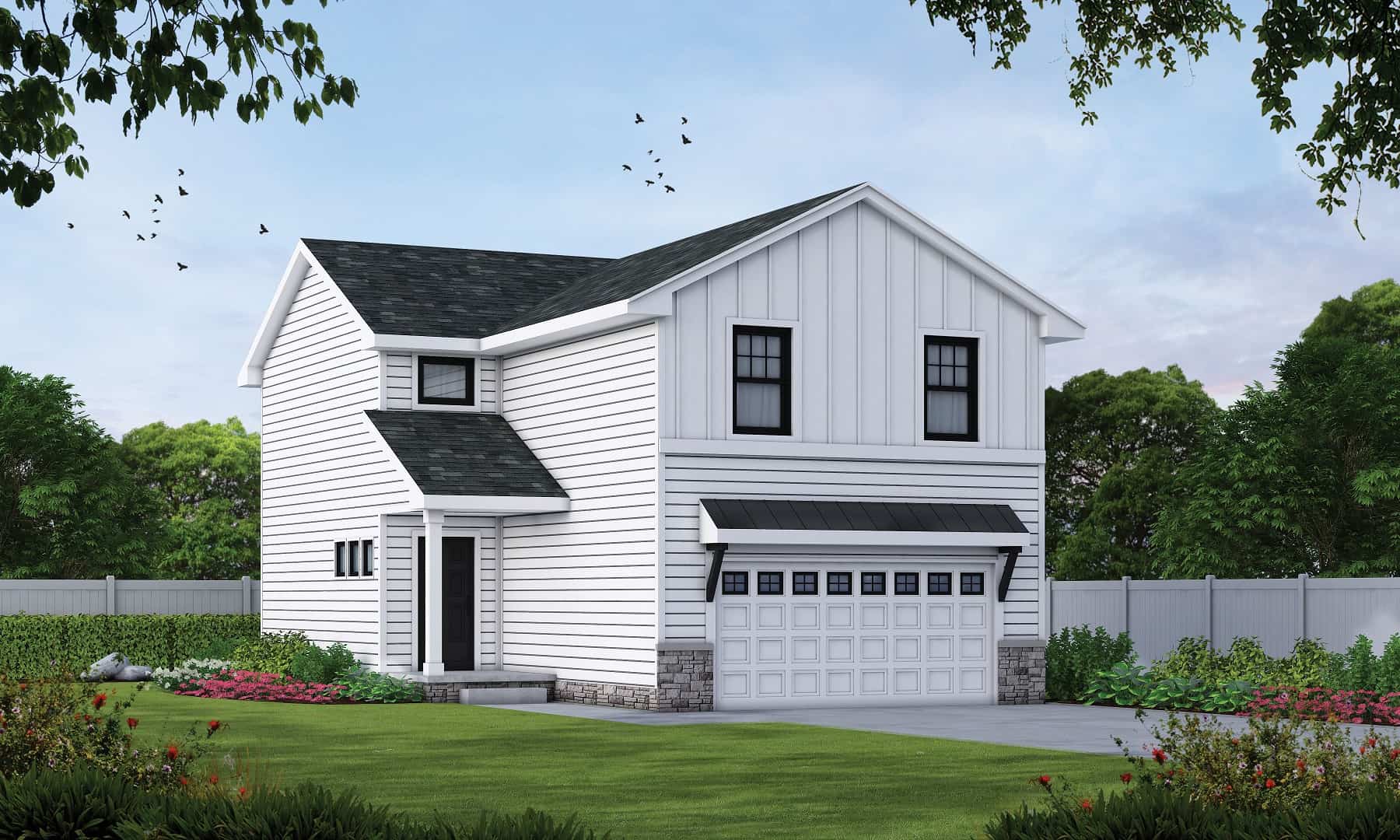 Front elevation of Farmhouse home (ThePlanCollection: House Plan #120-2725)
