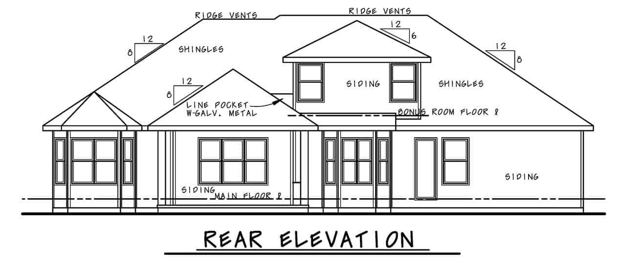 Home Plan Rear Elevation of this 4-Bedroom,3380 Sq Ft Plan -120-2726