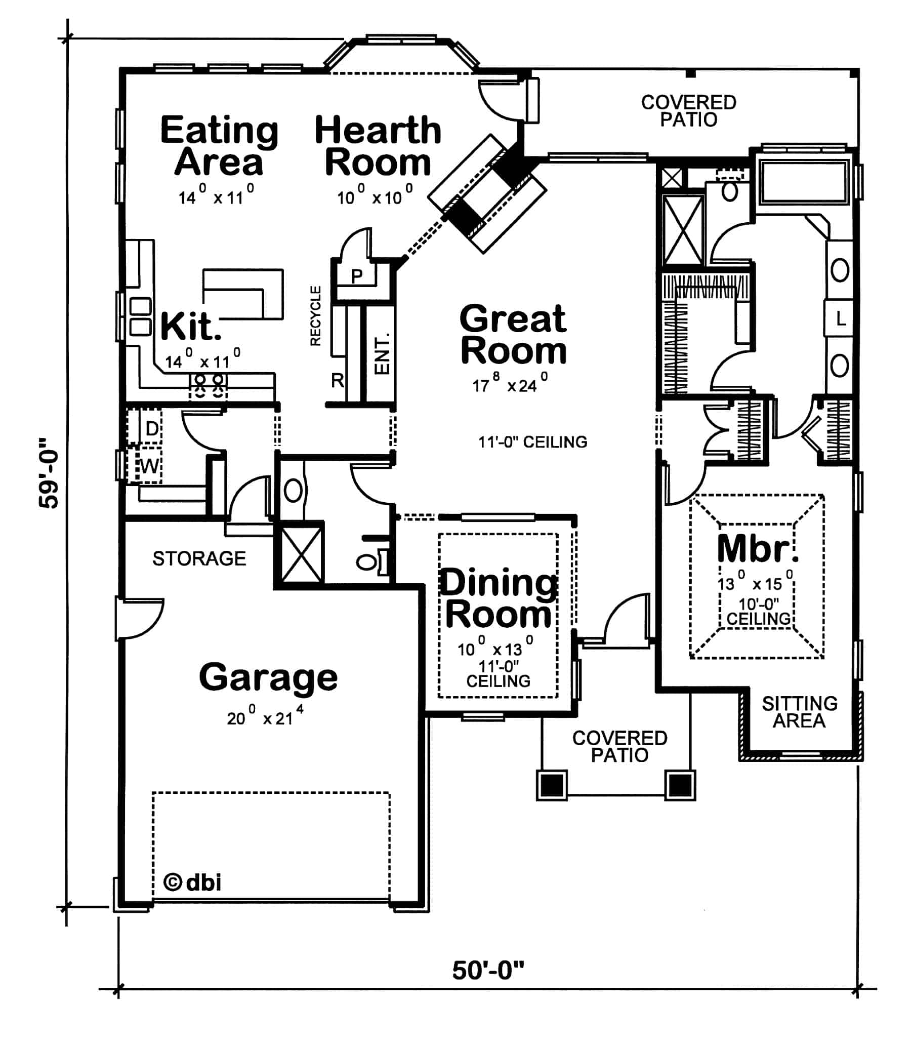 Main Level of Traditional Plan #120-2727