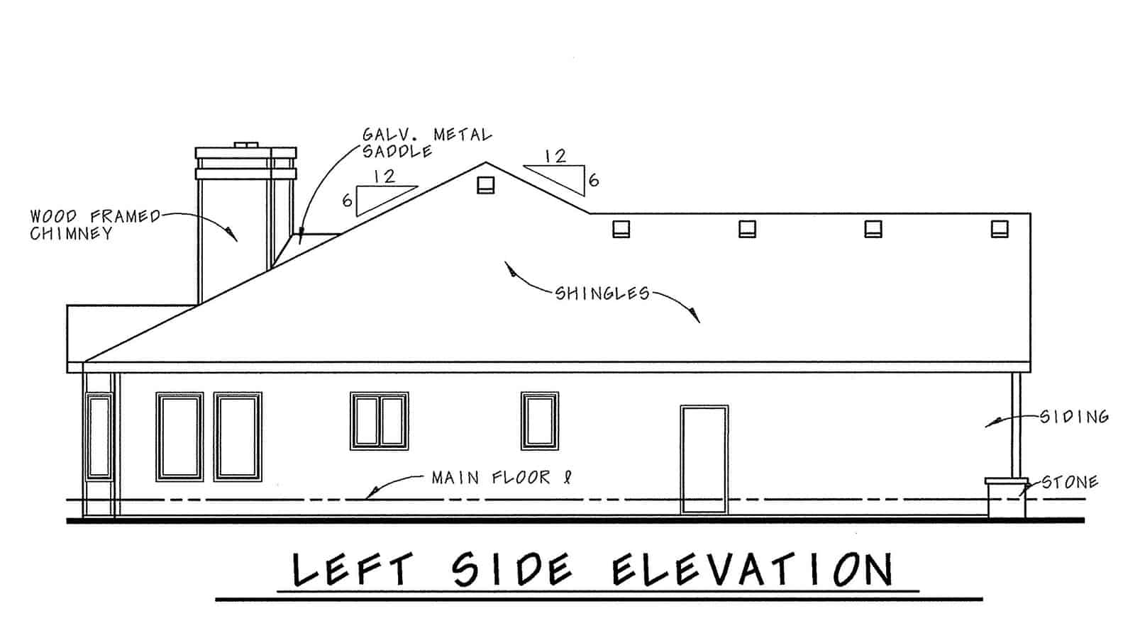 Home Plan Left Elevation of this 1-Bedroom,1840 Sq Ft Plan -120-2727