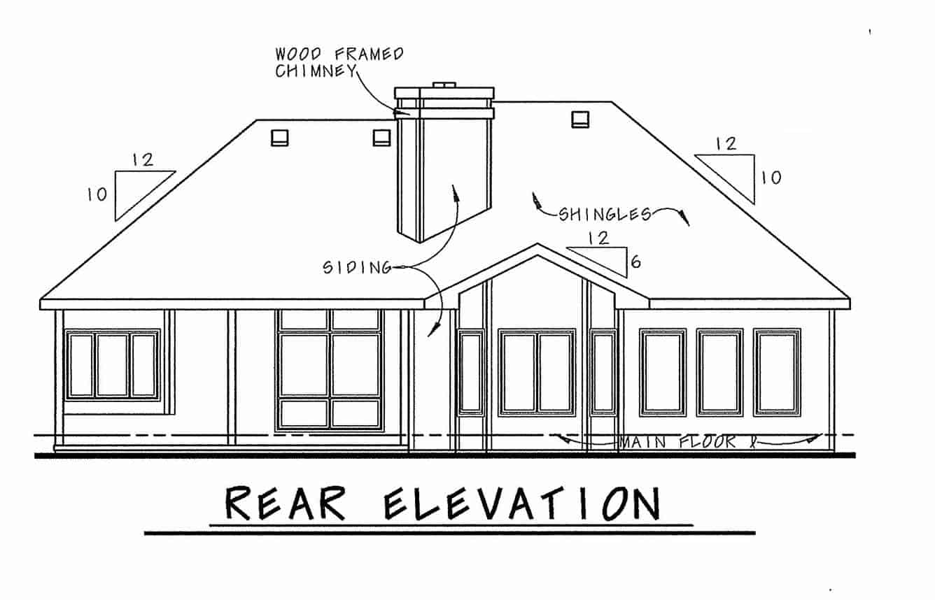 Home Plan Rear Elevation of this 1-Bedroom,1840 Sq Ft Plan -120-2727