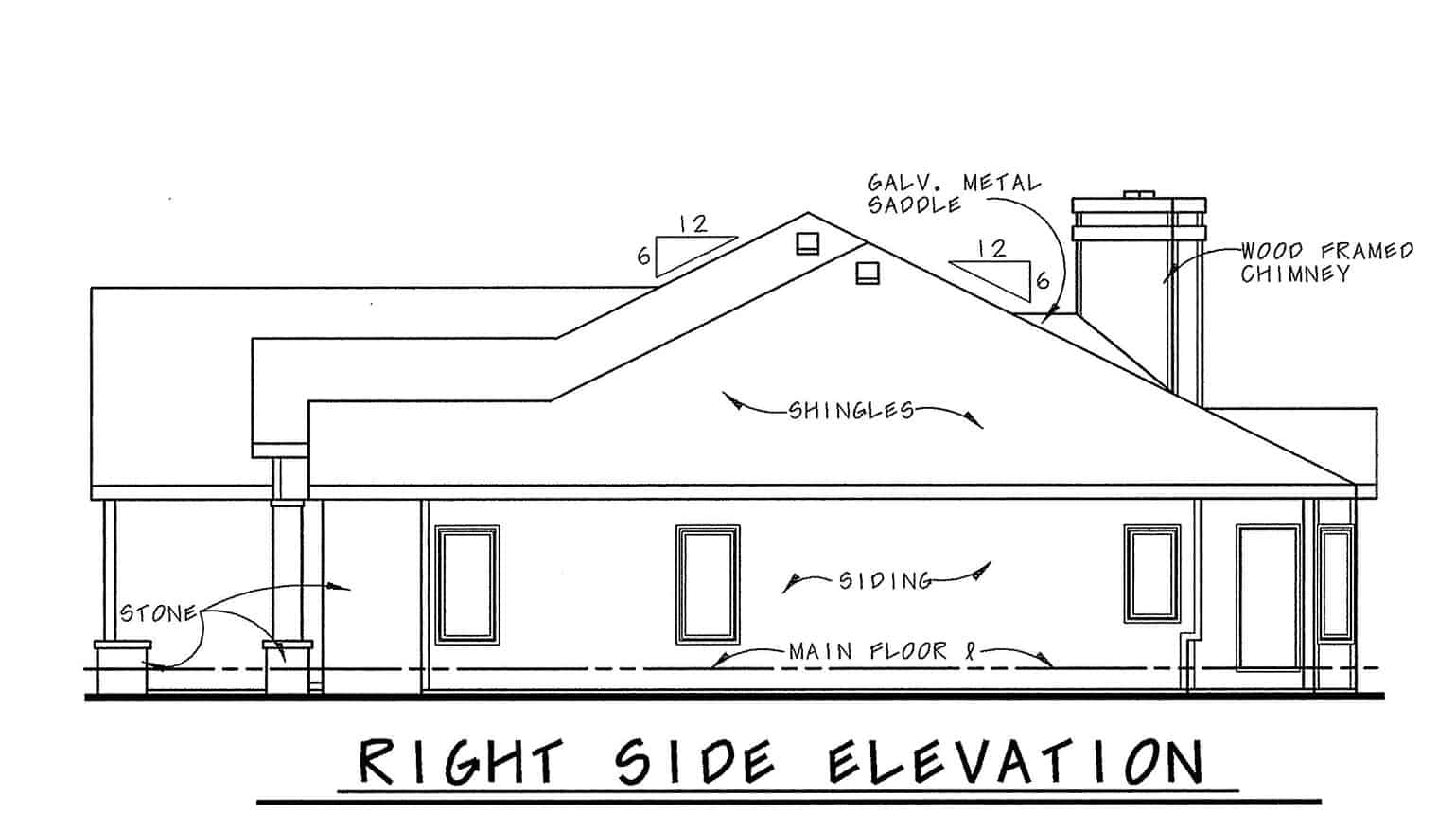 Home Plan Right Elevation of this 1-Bedroom,1840 Sq Ft Plan -120-2727