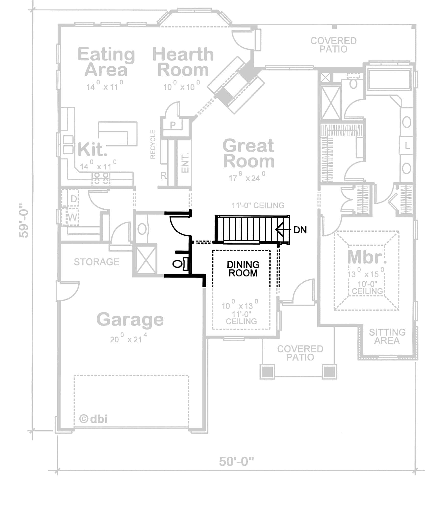 Main Level of Traditional Plan #120-2727
