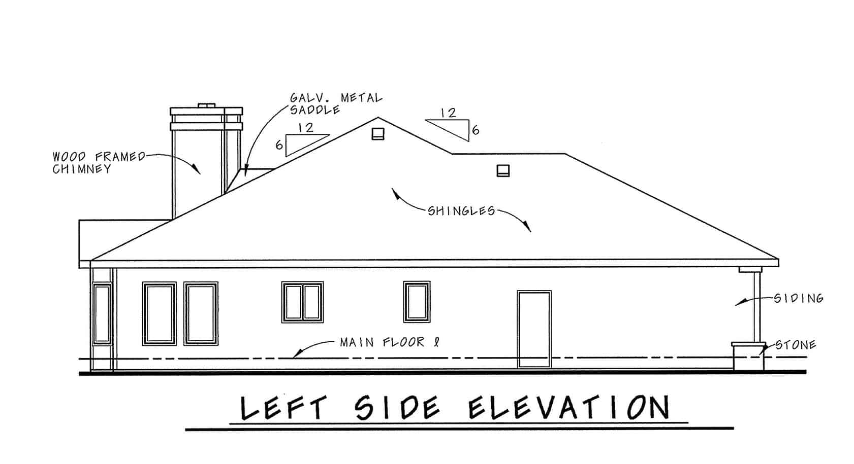 Home Plan Left Elevation of this 1-Bedroom,1840 Sq Ft Plan -120-2728