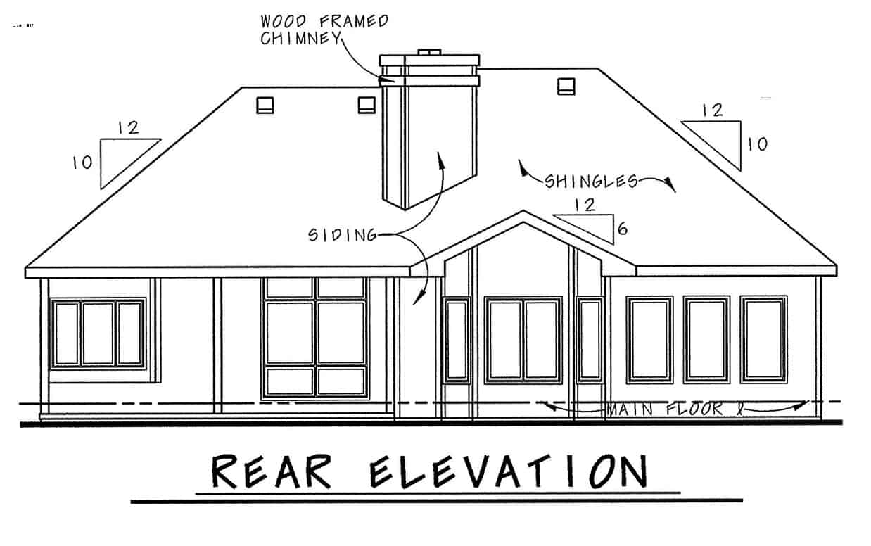 Home Plan Rear Elevation of this 1-Bedroom,1840 Sq Ft Plan -120-2728