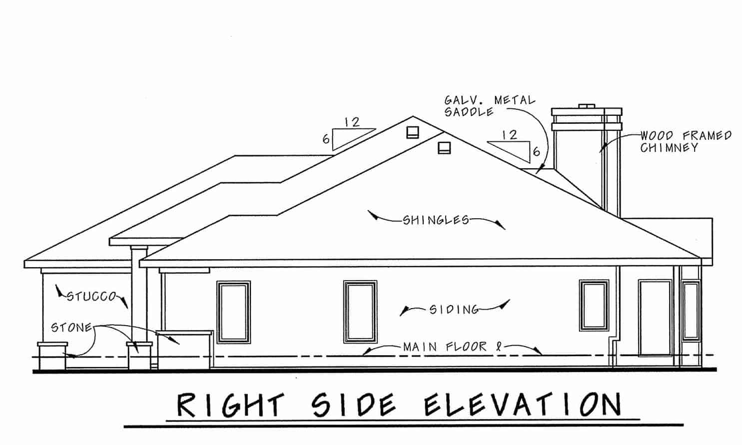 Home Plan Right Elevation of this 1-Bedroom,1840 Sq Ft Plan -120-2728