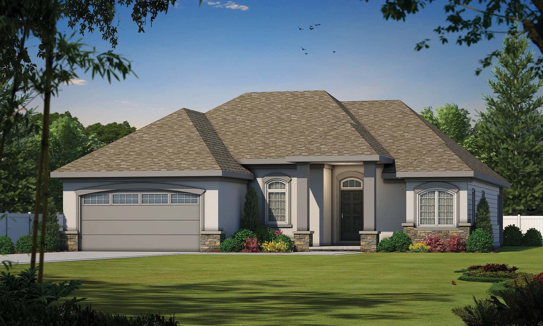 Front elevation of Mediterranean home (ThePlanCollection: House Plan #120-2728)
