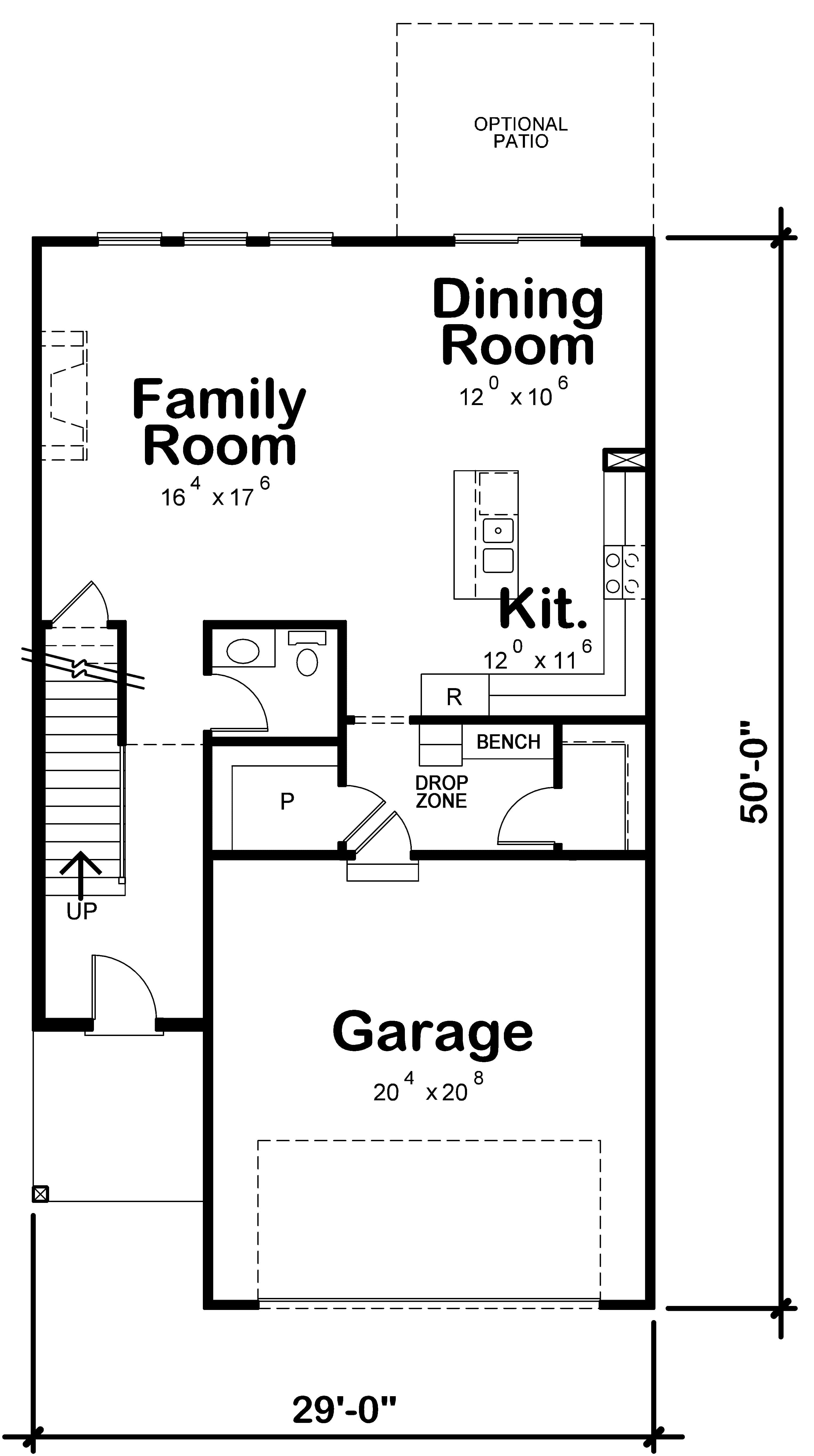 Main Level of Farmhouse Plan #120-2729