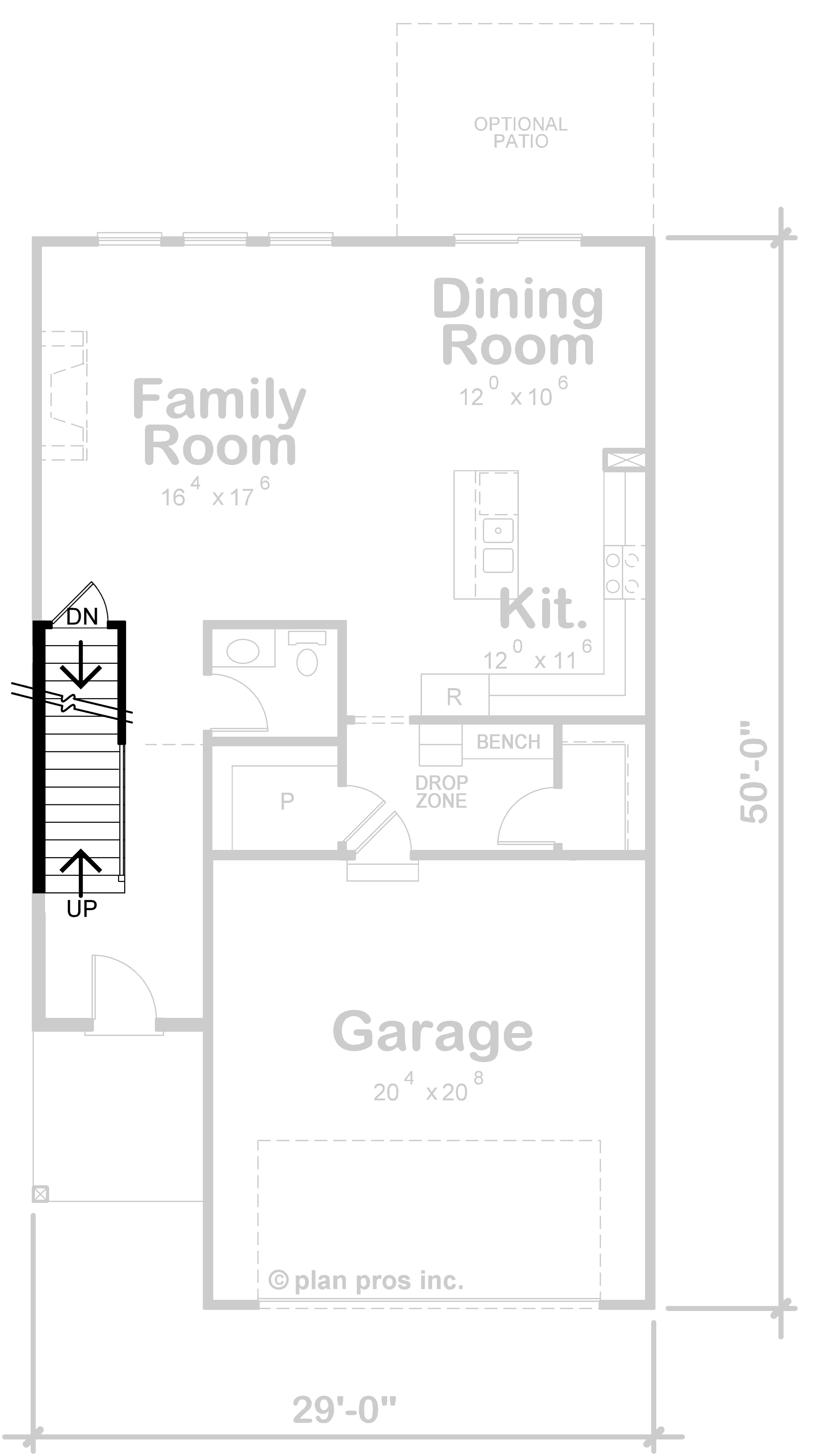 Main Level of Farmhouse Plan #120-2729