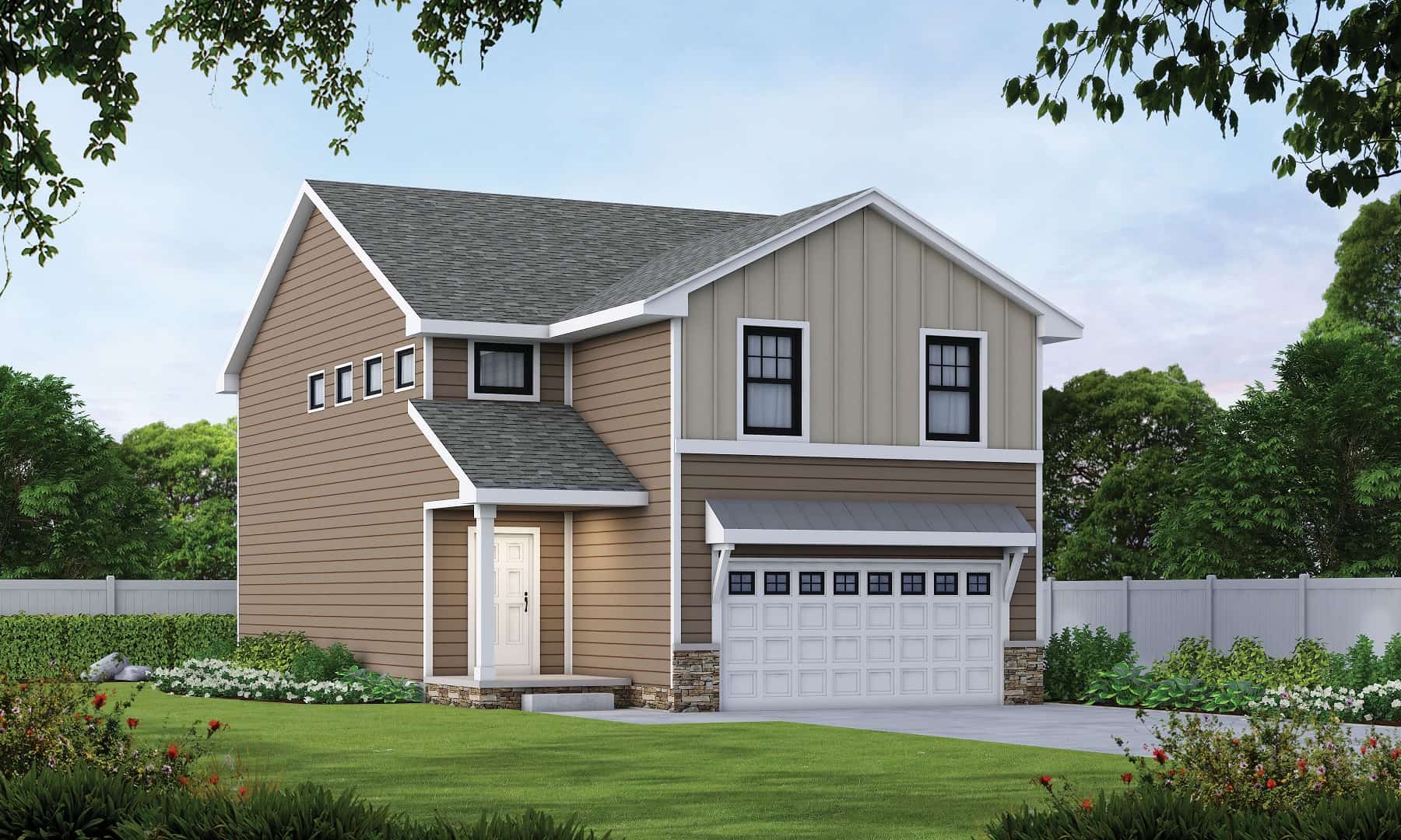 Front elevation of Farmhouse home (ThePlanCollection: House Plan #120-2729)