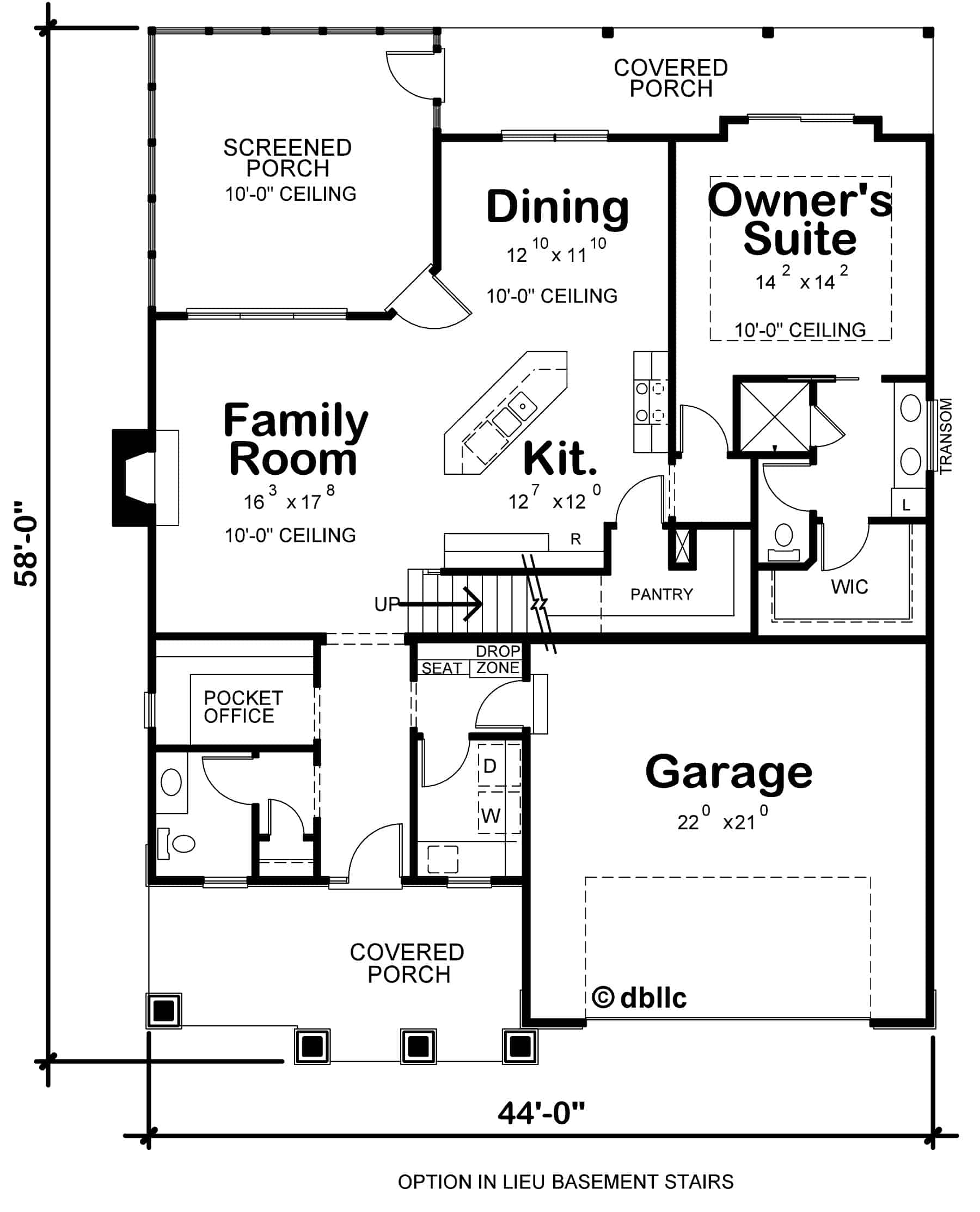 Main Level of Craftsman Plan #120-2730