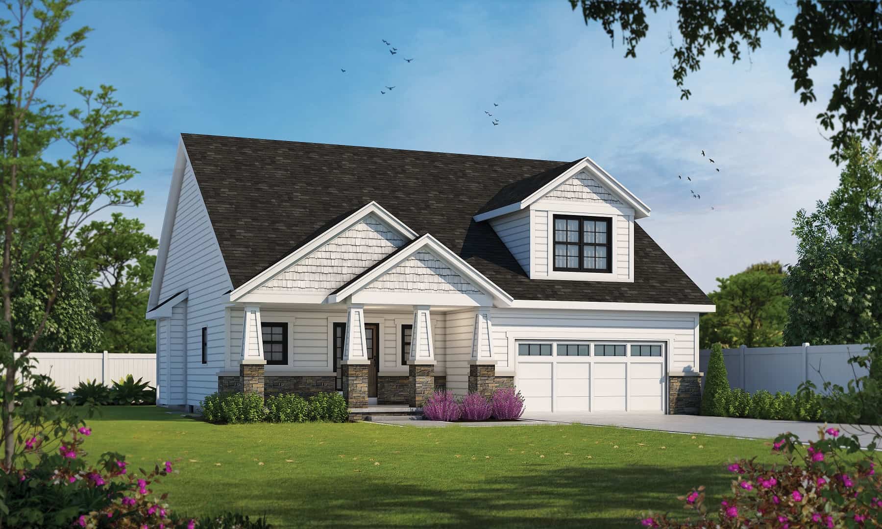 Front elevation of Craftsman home (ThePlanCollection: House Plan #120-2730)