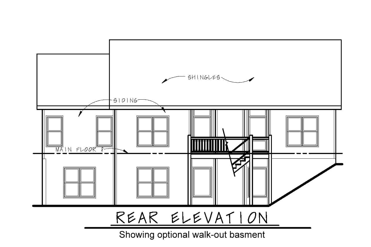 Home Plan Rear Elevation of this 3-Bedroom,1837 Sq Ft Plan -120-2733